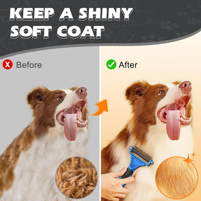 3-in-1 Pet Grooming Kit – Deshedding Rake, Detangling Comb & Flea Comb for Dogs & Cats (Blue)