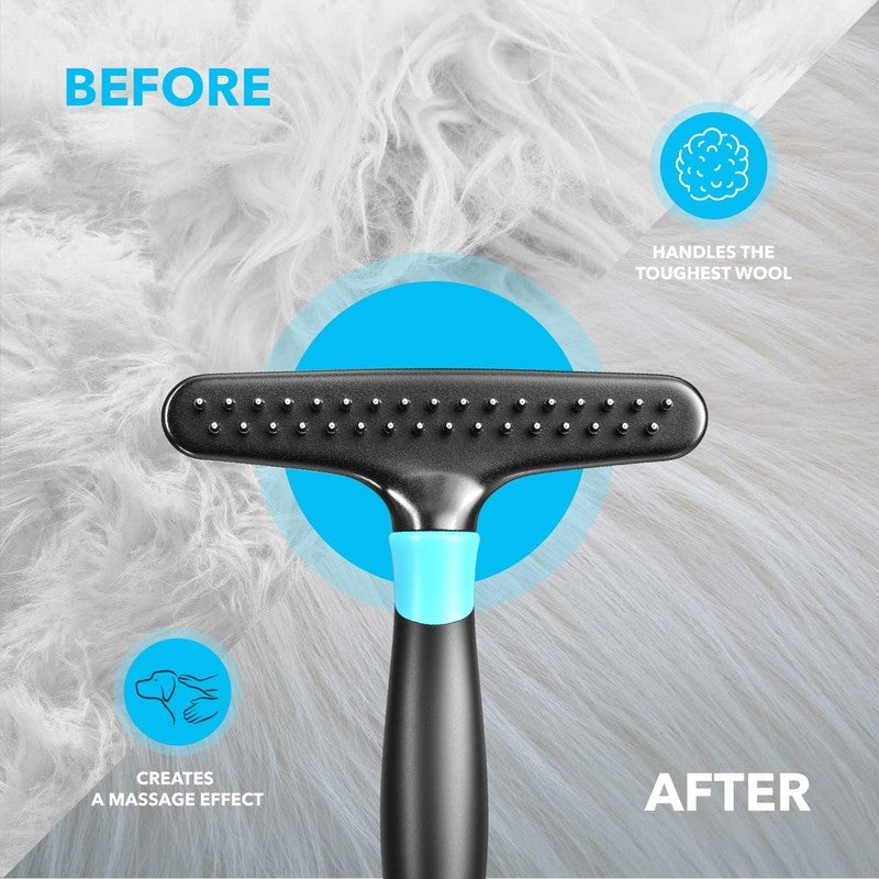 Deshedding Brush for Cats & Dogs — Undercoat Rake Grooming Comb (Reduces Shedding by 90%)